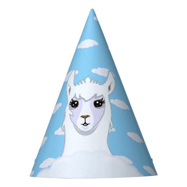 Beautiful Llama and Clouds Party Hat (Front)