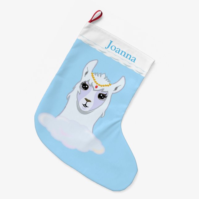 Beautiful Llama Large Christmas Stocking (Front (Hanging))