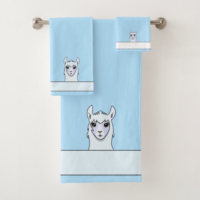 Beautiful LLama on Turquoise Bath Towel Set (Insitu)