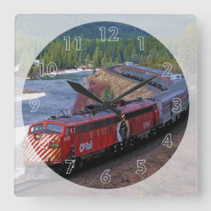 Beautiful Locomotive Square Wall Clock