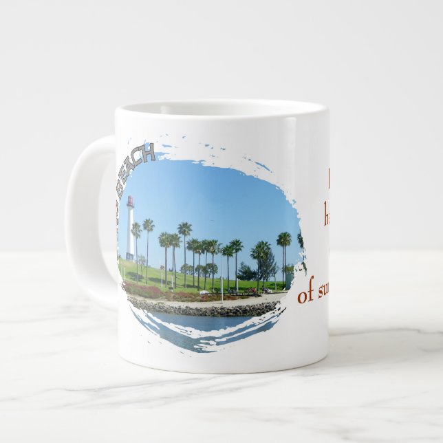 Beautiful Long Beach Jumbo Mug! Large Coffee Mug (Front Left)