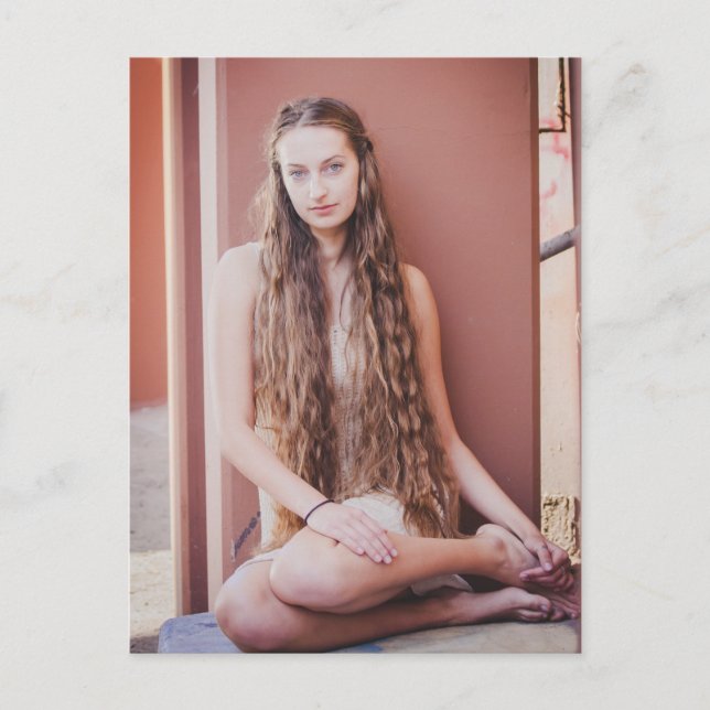 Beautiful long haired natural  beauty postcard (Front)