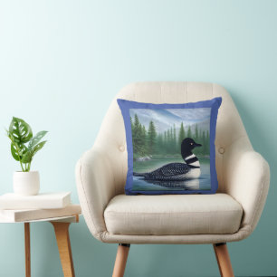 Beautiful Loon On Northern Lake Cushion