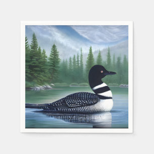 Beautiful Loon On Northern Lake Napkin