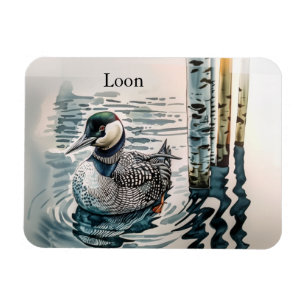 beautiful loon on water in watercolor magnet