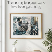 beautiful loon on water in watercolor