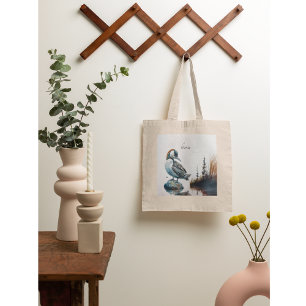 beautiful loon on water in watercolor tote bag