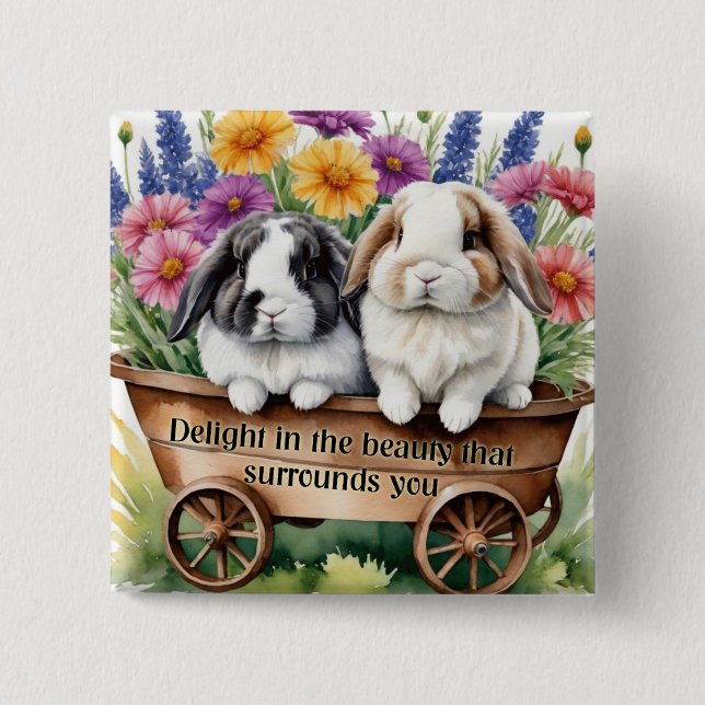 Beautiful Lop Bunny Rabbit Pretty 15 Cm Square Badge (Front)