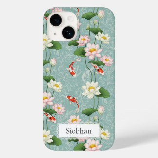 Beautiful Lotus and Koi fish Zen Art Personalized Case-Mate iPhone 14 Case