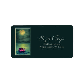 Beautiful Lotus Flower and a Full Moon Address Label