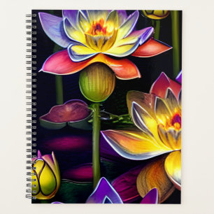 Beautiful Lotus Flowers at Night Planner