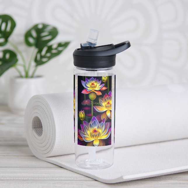 Beautiful Lotus Flowers at Night Water Bottle (Yoga)
