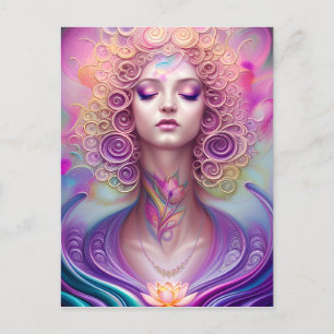 Beautiful Lotus Fractal Flower Postcard