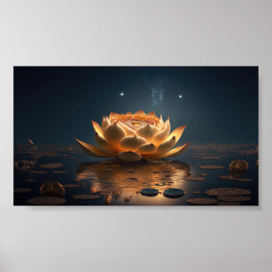 Beautiful  Lotus, Lake,Zen Dark Poster