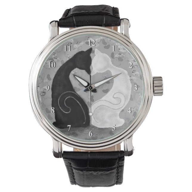 Beautiful Love Cat Couple Watch Gift (Front)