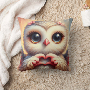 Beautiful Love Heart Owl Cushion