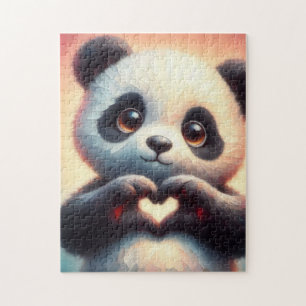 Beautiful Love Heart Panda Jigsaw Puzzle