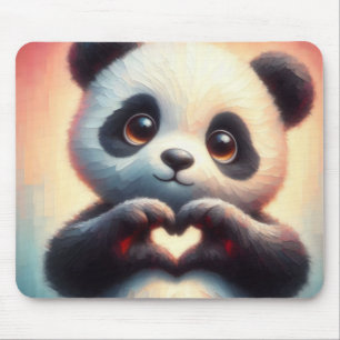 Beautiful Love Heart Panda Mouse Pad