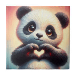 Beautiful Love Heart Panda Tile