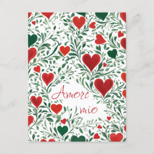 Beautiful Love Plant Swirls Heart Italian Colours Postcard