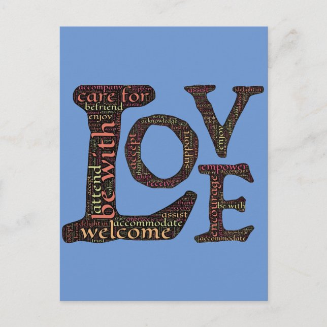 Beautiful LOVE WordArt - Spread Love & Compassion Postcard (Front)
