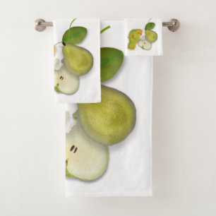 Beautiful Lovebird with pear towels set