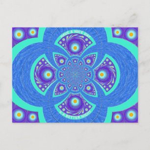 Beautiful Lovely African Blue Mandala Flora design Postcard