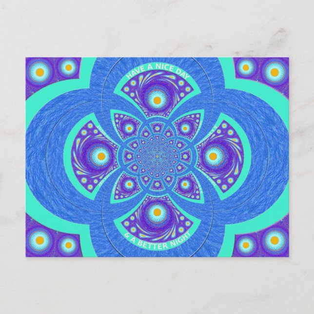 Beautiful Lovely African Blue Mandala Flora design Postcard (Front)