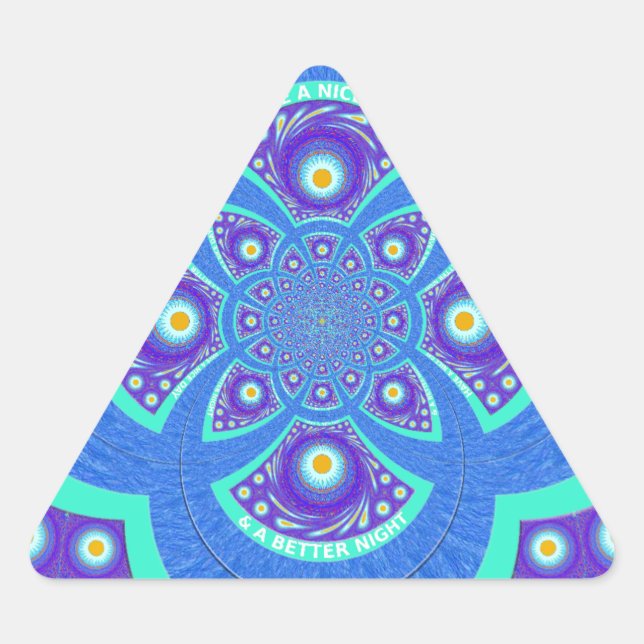 Beautiful Lovely African Blue Mandala Flora design Triangle Sticker (Front)