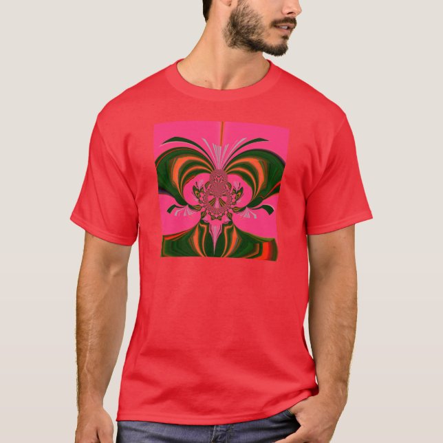 Beautiful Lovely African Hot Pink Red Golden Green T-Shirt (Front)