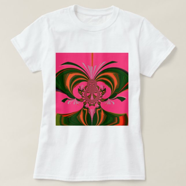 Beautiful Lovely African Hot Pink Red Golden Green T-Shirt (Design Front)