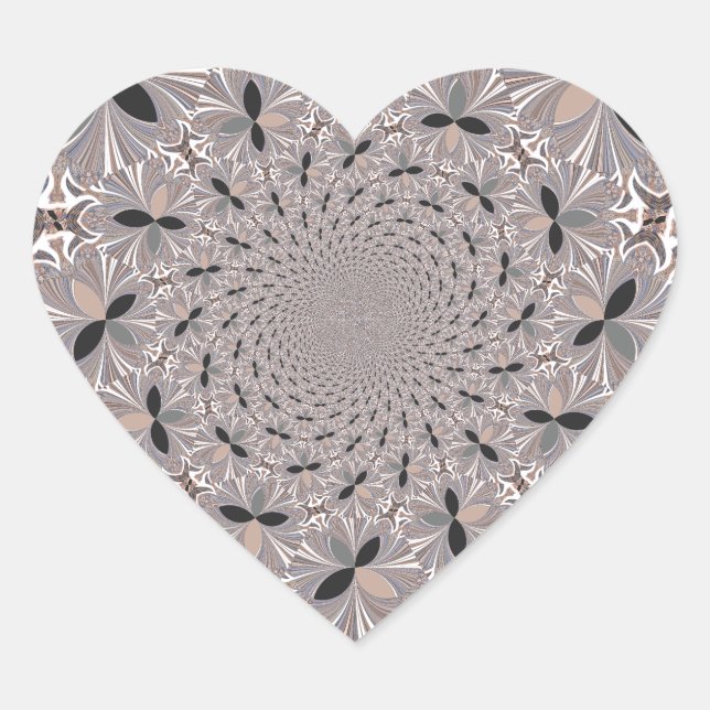 Beautiful lovely ash grey kaleidoscope seamless  heart sticker (Front)