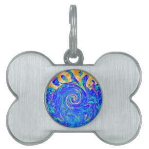 Beautiful Lovely Blue Love Print Flash vector art Pet Tag