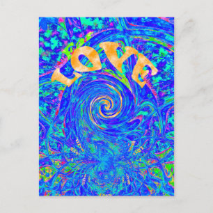 Beautiful Lovely Blue Love Print Flash vector art Postcard