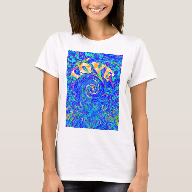 Beautiful Lovely Blue Love Print Flash  vector art T-Shirt (Front)