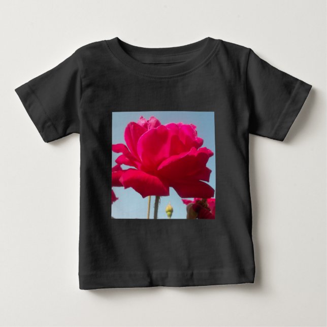 Beautiful Lovely Celestial Rose Red Against Blue  Baby T-Shirt (Front)