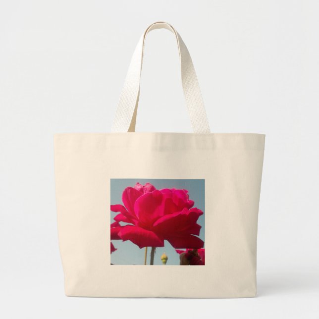 Beautiful Lovely Celestial Rose: Red Against Blue  Large Tote Bag (Front)