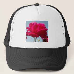 Beautiful Lovely Celestial Rose Red Against Blue Trucker Hat