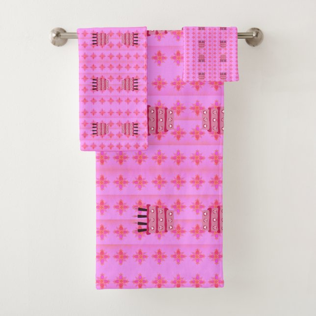 Beautiful Lovely Colour Happy Birthday girly Pink Bath Towel Set (Insitu)