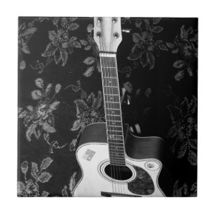 Beautiful Lovely Guitar African Grayscale Motif Ar Tile