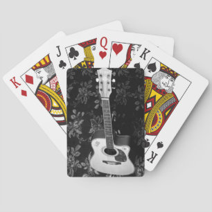 Beautiful Lovely Guitar African Grayscale Motif Playing Cards