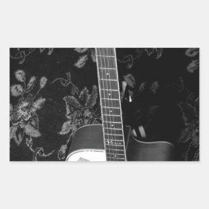 Beautiful Lovely Guitar African Grayscale Motif  Rectangular Sticker
