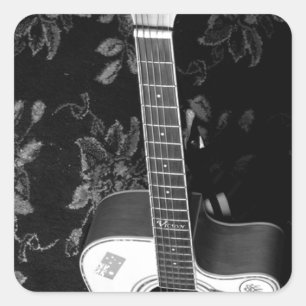 Beautiful Lovely Guitar African Grayscale Motif Square Sticker