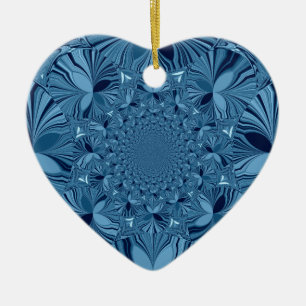 Beautiful Lovely Iridescent Blue Kaleidoscope Art Ceramic Tree Decoration