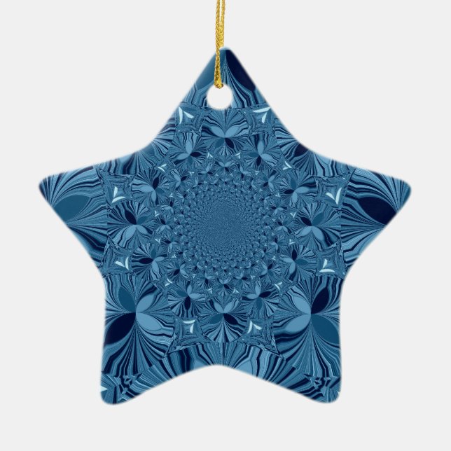 Beautiful Lovely Iridescent Blue Kaleidoscope Art  Ceramic Tree Decoration (Front)