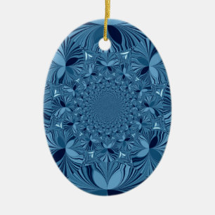 Beautiful Lovely Iridescent Blue Kaleidoscope Art  Ceramic Tree Decoration