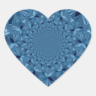 Beautiful Lovely Iridescent Blue Kaleidoscope Art  Heart Sticker