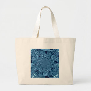 Beautiful Lovely Iridescent Blue Kaleidoscope Art Large Tote Bag