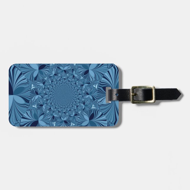 Beautiful Lovely Iridescent Blue Kaleidoscope Art  Luggage Tag (Front Horizontal)