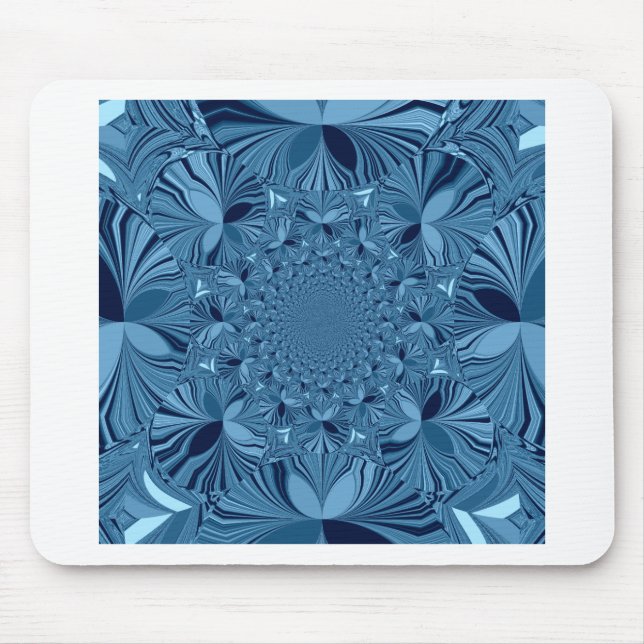 Beautiful Lovely Iridescent Blue Kaleidoscope Art  Mouse Pad (Front)